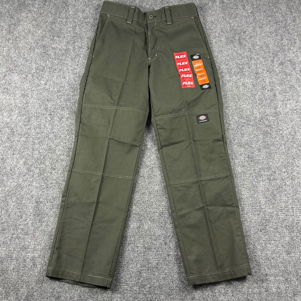 Dickies Skateboarding Pants Mens 31x30 Olive Green Flex Double Knee Regular Fit